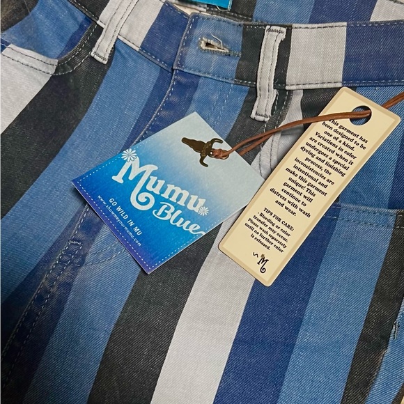 Show Me Your Mumu Berkeley Indigo Stripe Bells Blue Jeans - Picture 4 of 4